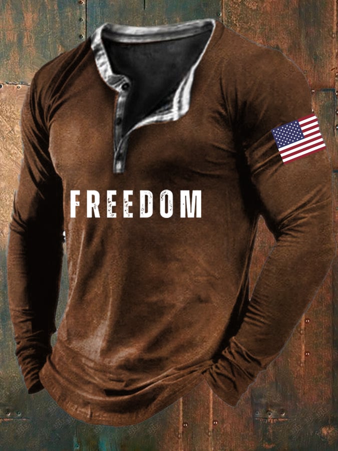 Men'S Freedom Print Casual Top