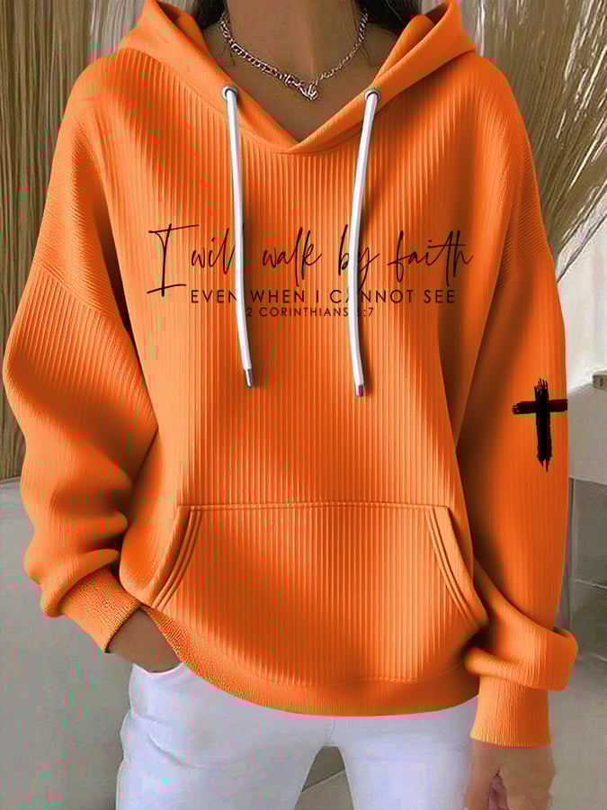 Women's Faith Print Casual Hoodie