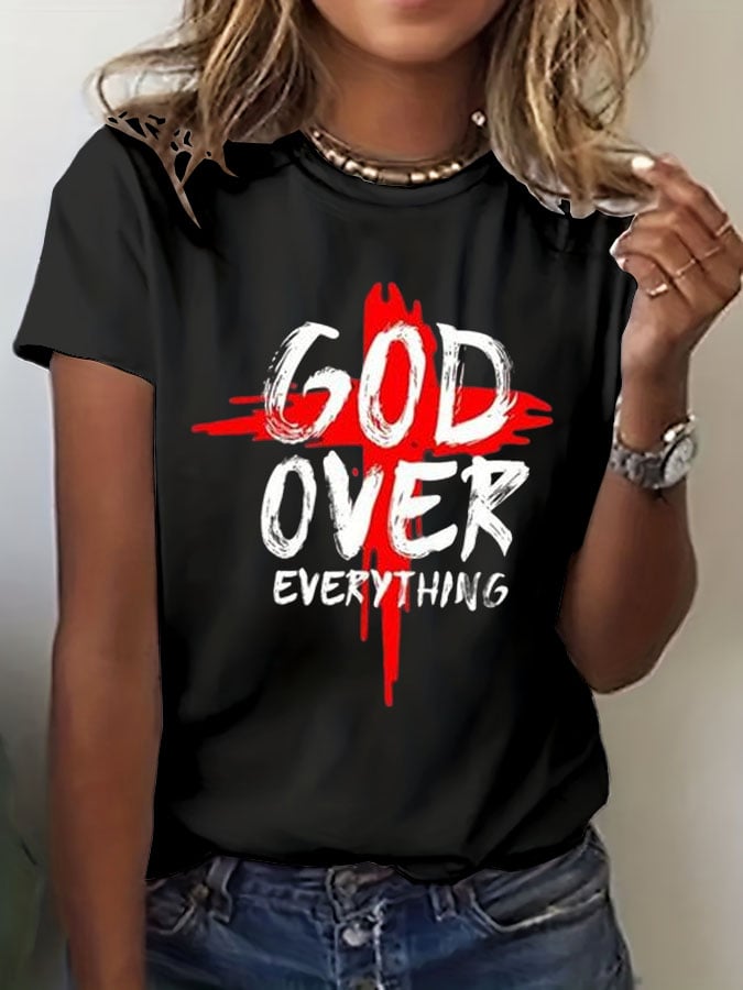 Women'S Faith Cross Print T-Shirt