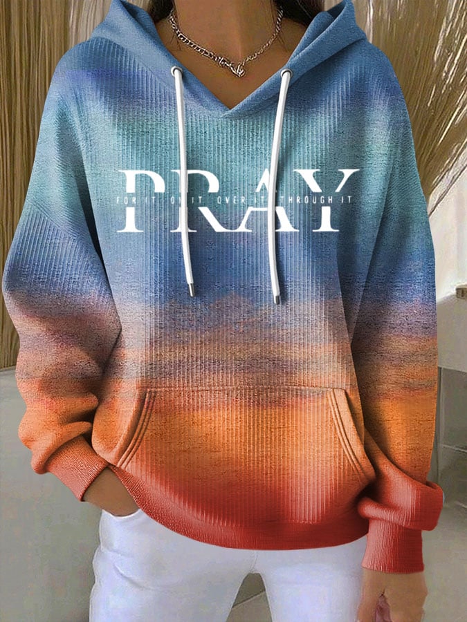 Women's Faith Print Casual Hoodie