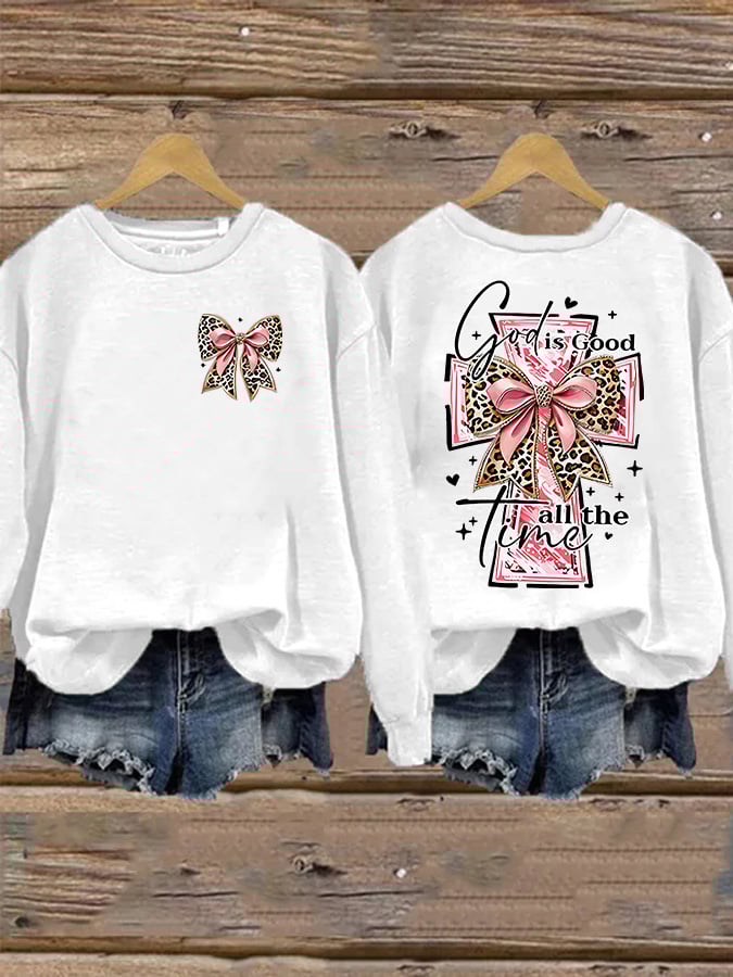Women's God Is Good All The Time Print Casual Sweatshirt