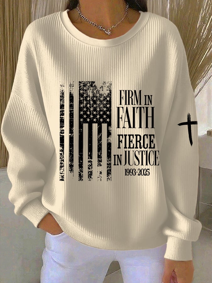 Women's Firm In Faith Fierce In Justice Print Casual Sweatshirt