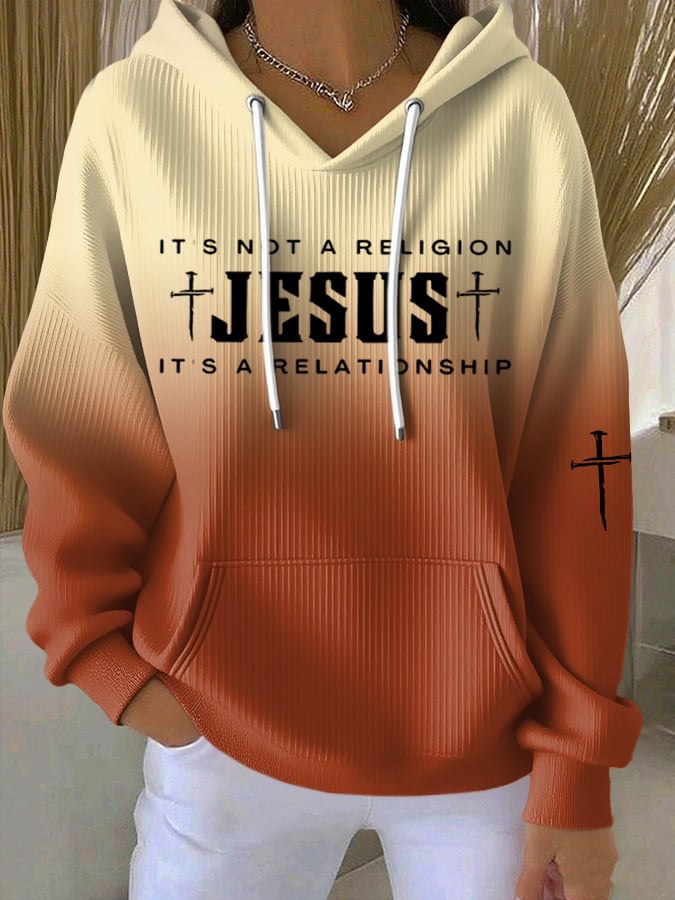 Women's Jesus Printed Casual Hoodie