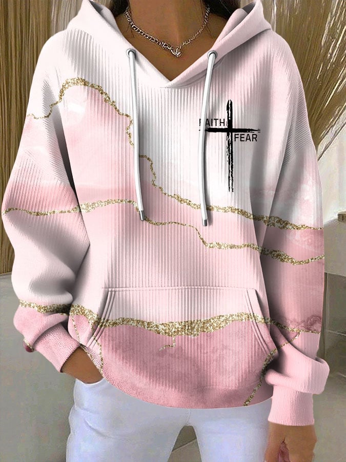 Women's Faith Print Casual Hoodie