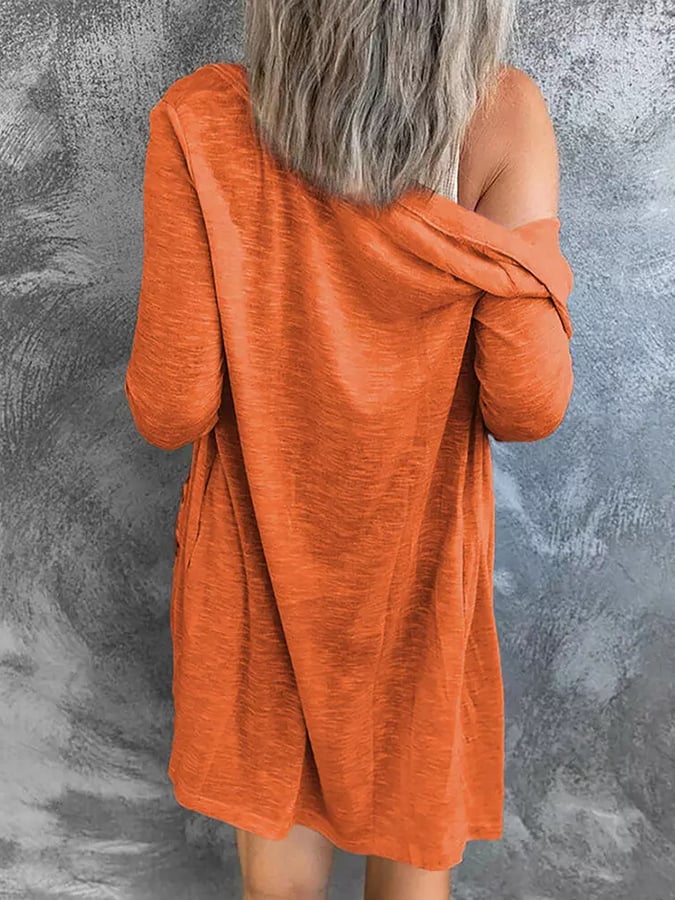 Women's Autumn and Winter Pumpkin Color Button Cardigan