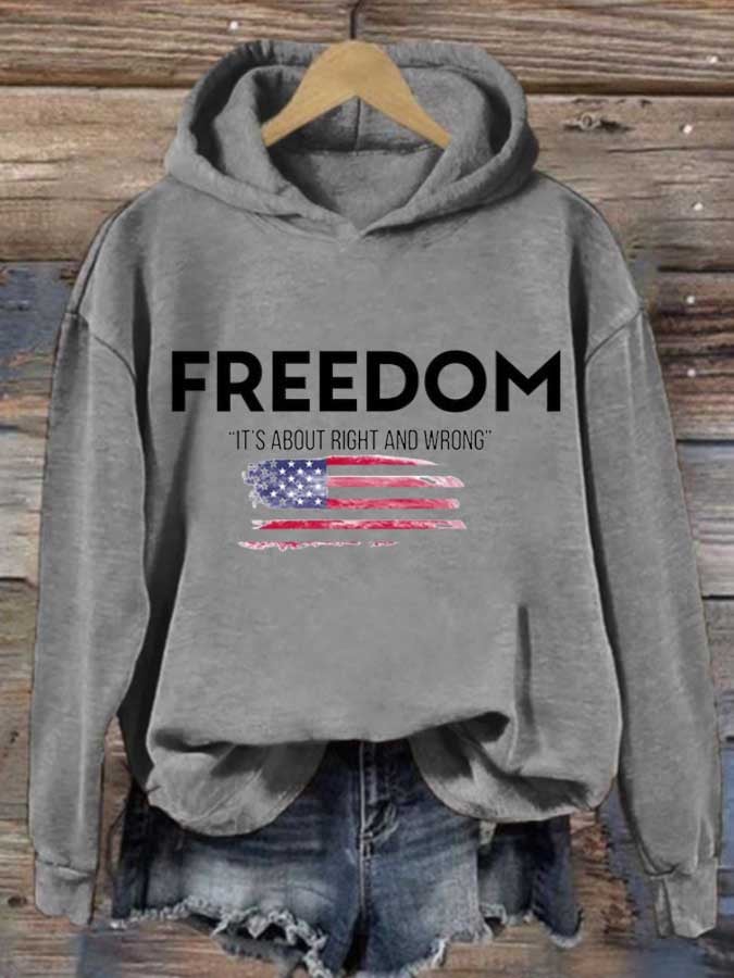Women's Freedom Print Casual Hoodie Sweatshirt
