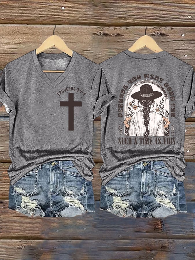 Womens Retro Western Denim Faith Print T-Shirt