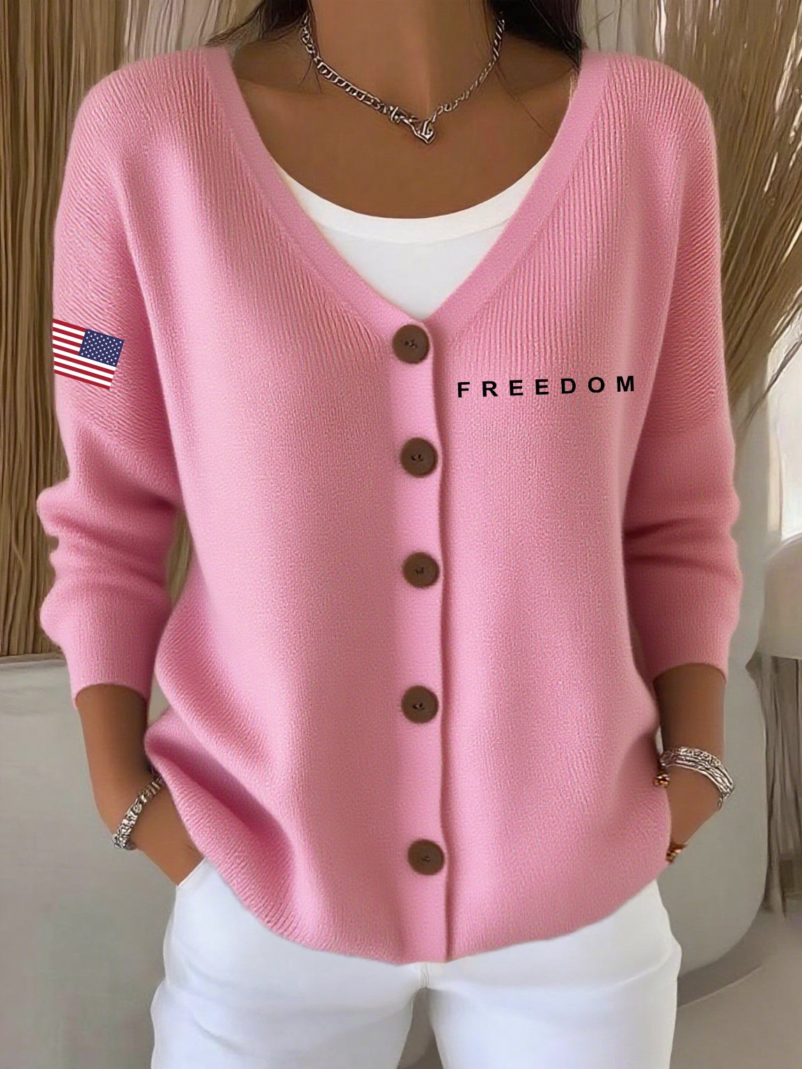 Women's Freedom American Flag Casual Cardigan