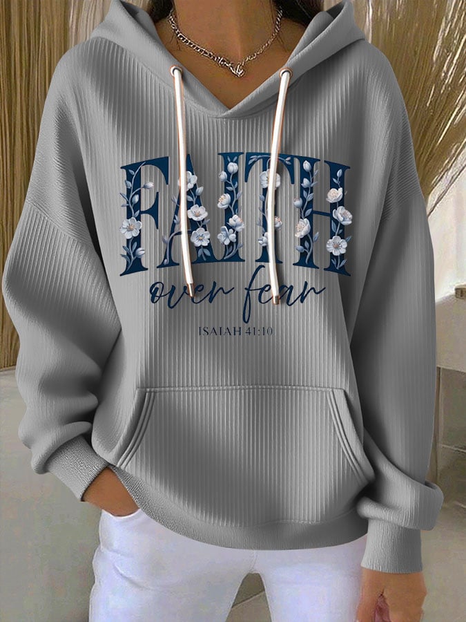 Women's Faith Print Casual Hoodie