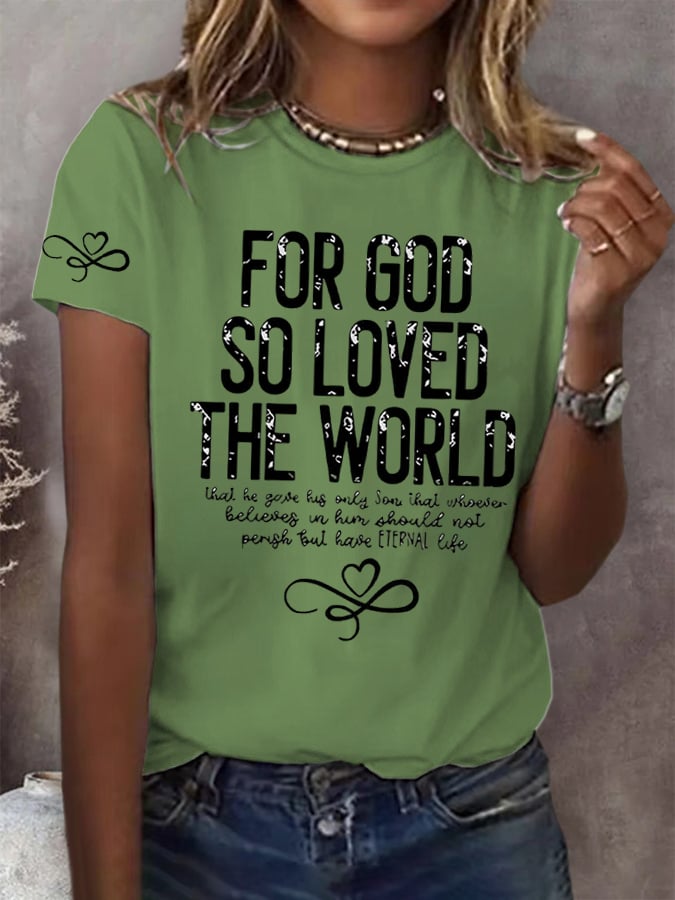 Women's God so Loved the World Printed Short-Sleeved T-Shirt