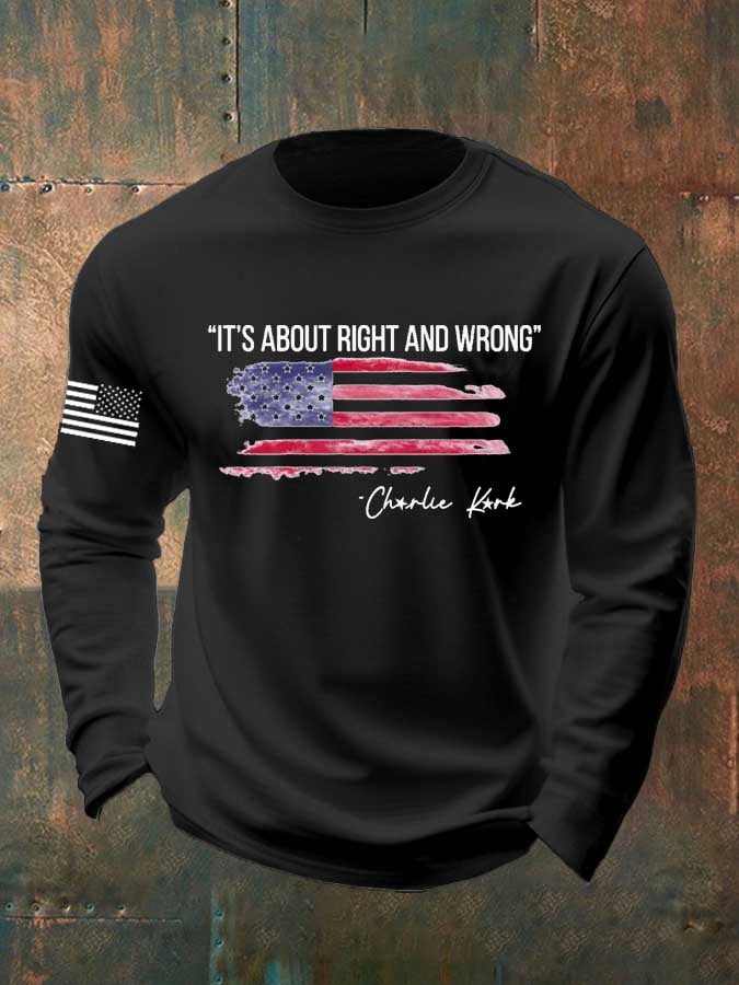 Men'S Casual It's About Right And Wrong Print T-Shirt