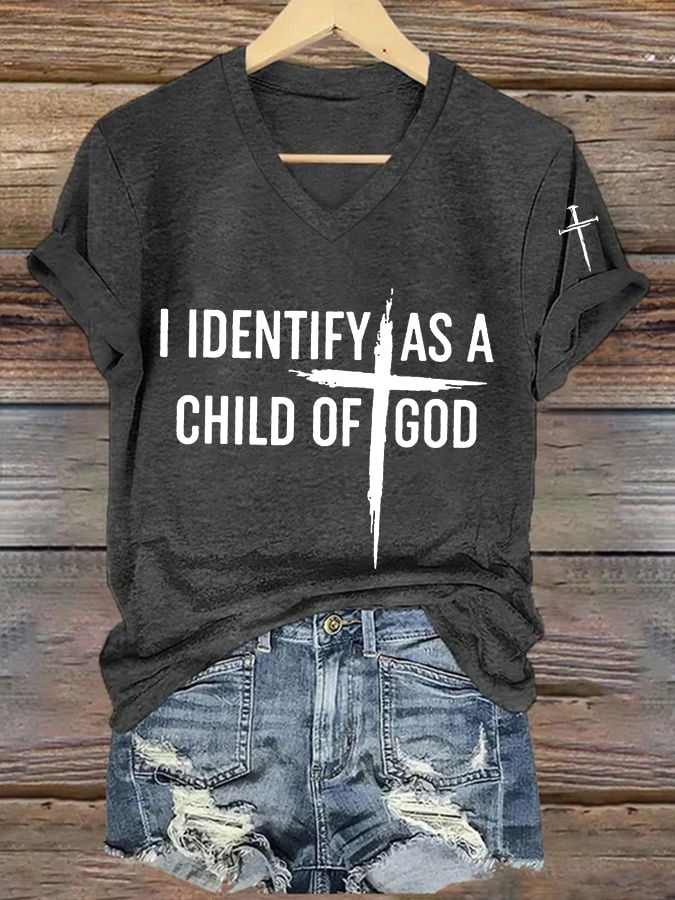 Women's I Identify As A Child Of God Print Casual T-Shirt