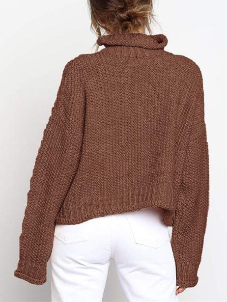 Women'S Loose Solid Color Casual Pullover Sweater