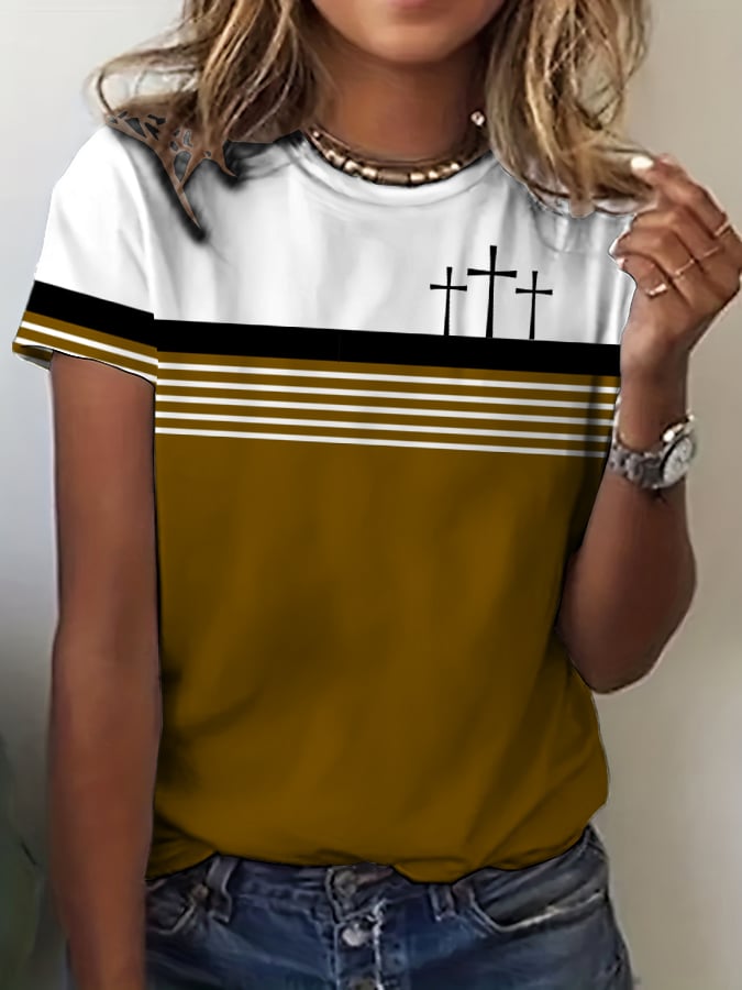 Women's Vintage Faith Print Crew Neck T-Shirt