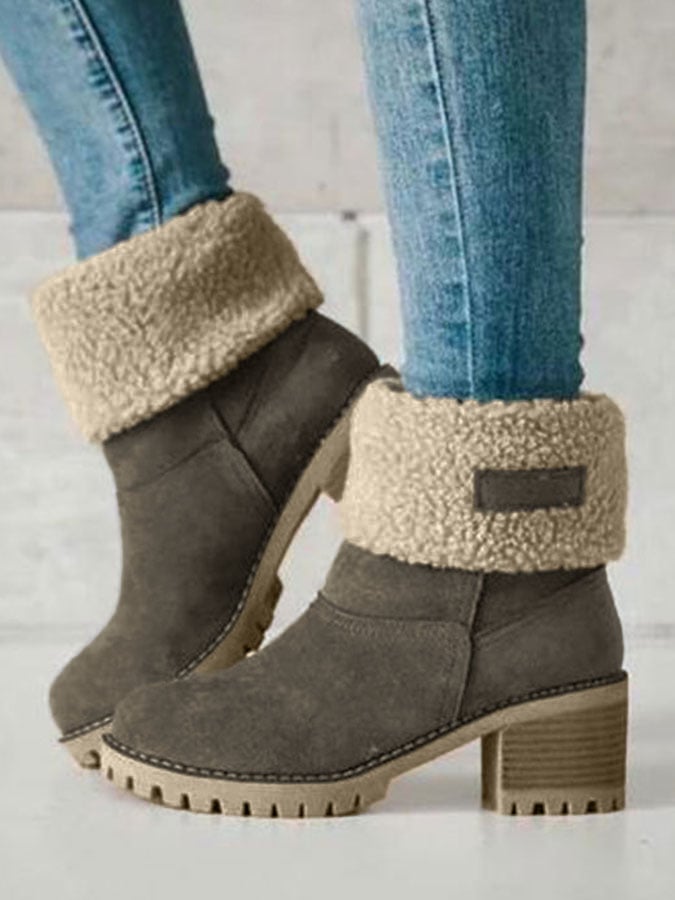 Women'S Thick Heel Lamb Wool Large Cotton Snow Boots