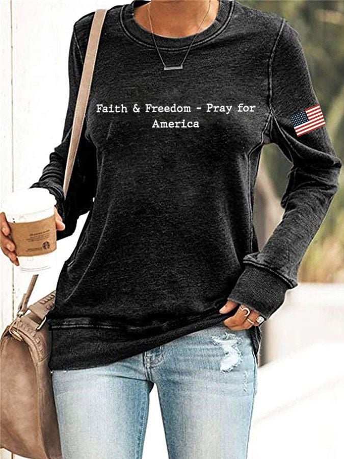 Women's Faith&Freedom Pray for America Print Sweatshirt