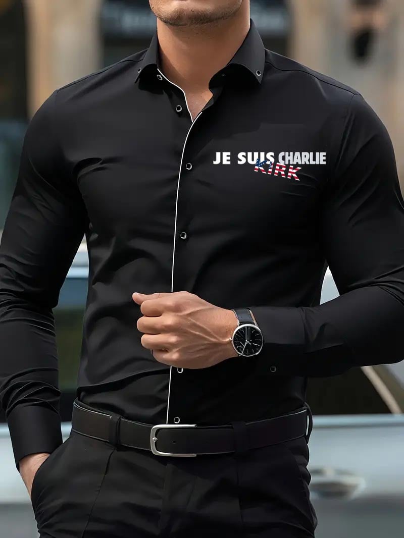 Men's Street Style Business Casual Printed Long Sleeve Shirt