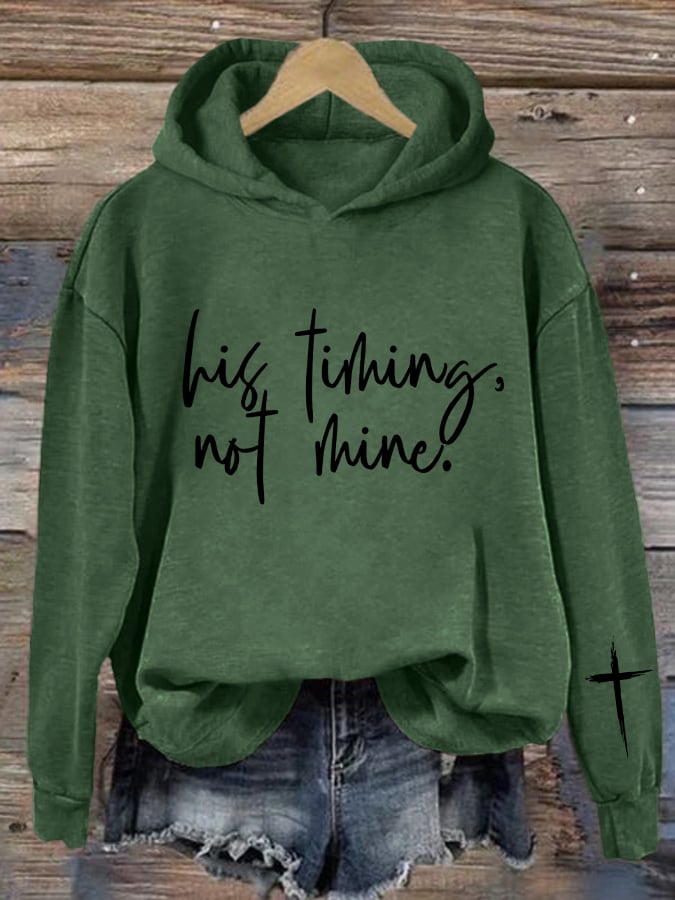 Women's His Timing, Not Mine Print Sweatshirt