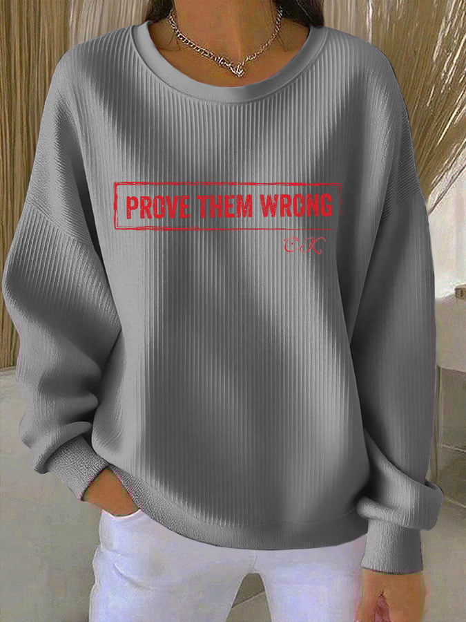 Women's Print Knit Crew Neck Long Sleeve Top