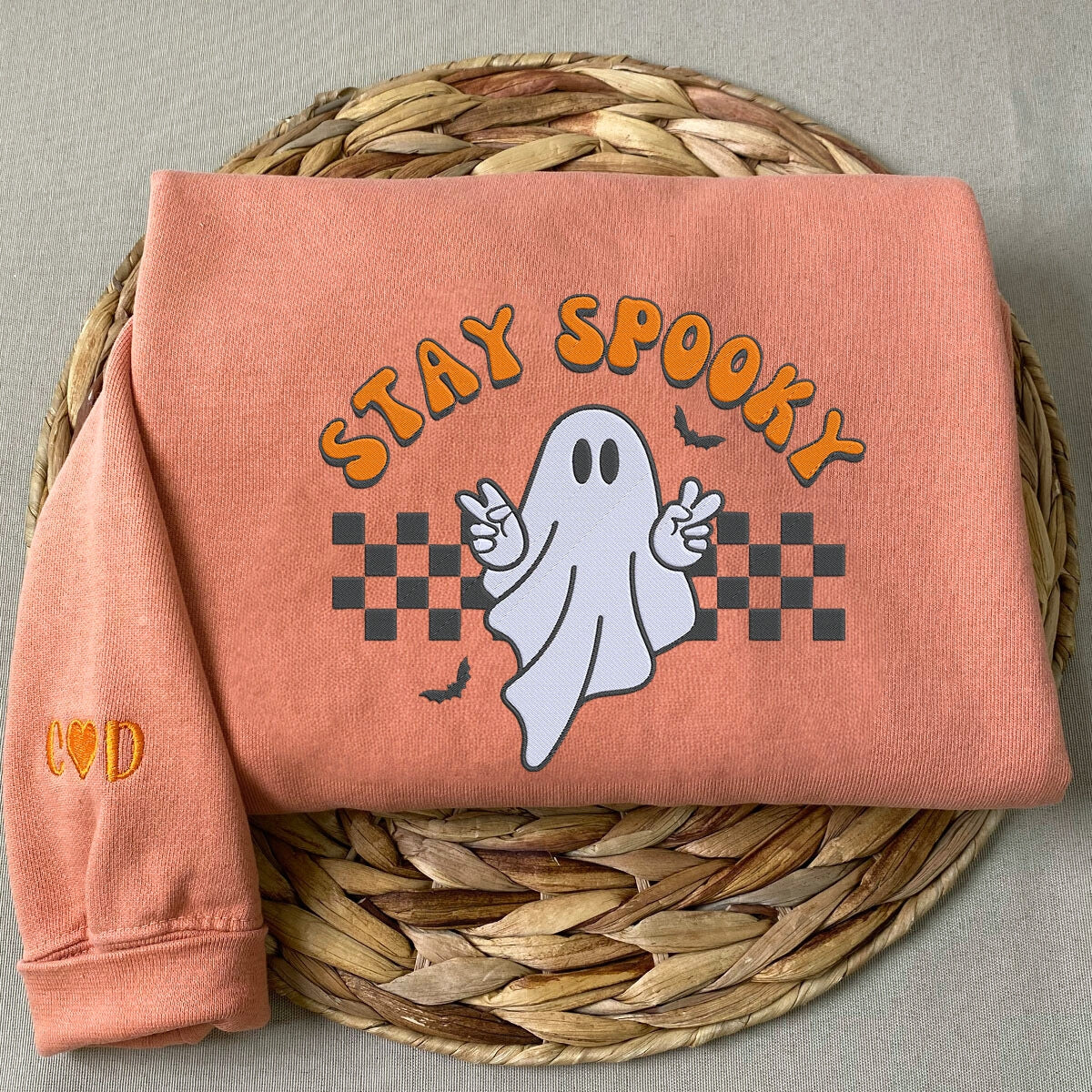 Embroidered Ghost Stay Spooky Halloween T-Shirt or Sweatshirt
