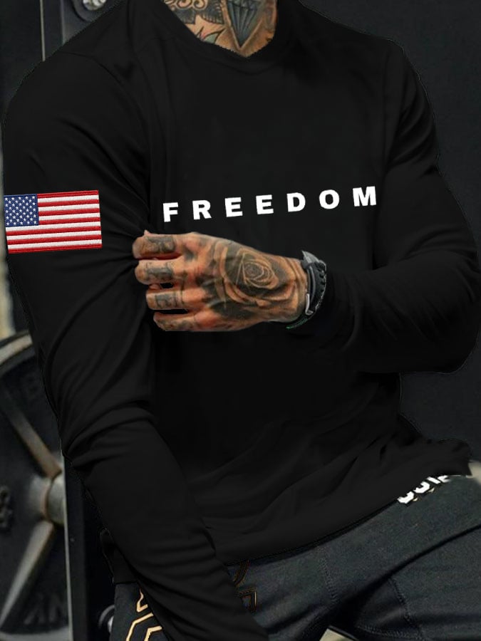 Men'S Casual Freedom Print T-Shirt
