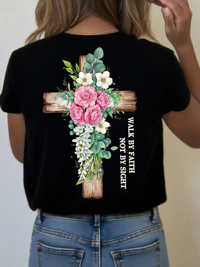 Women's Faith Jesus Be The Light Printed Casual T-shirt