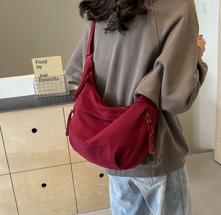 Designer Direct Sales👜Women's Fashion Plain Color Nylon Crossbody Hobo Bag