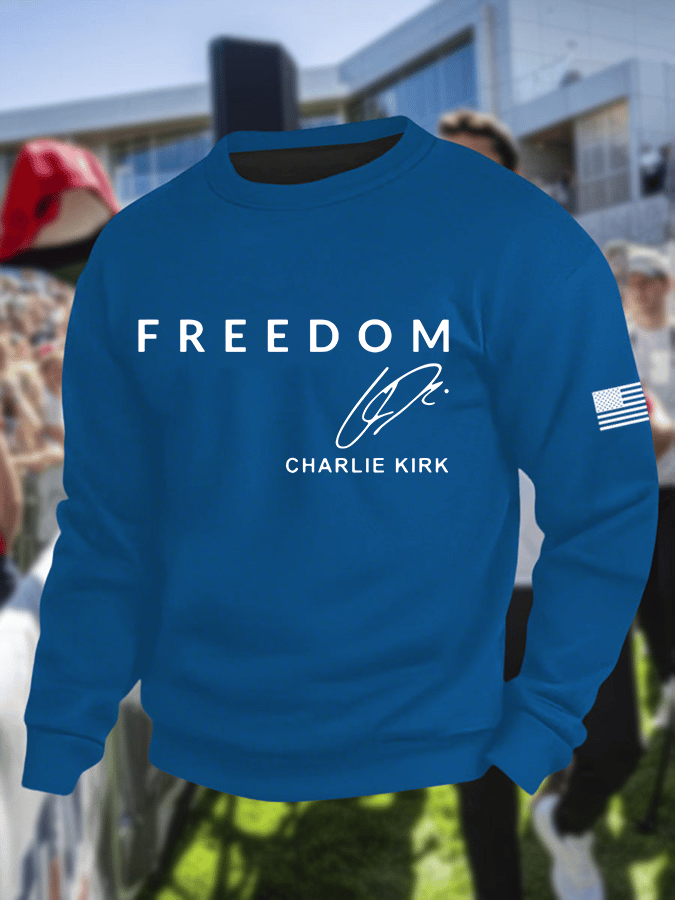 Men's Freedom Print Crew Neck Sweatshirt