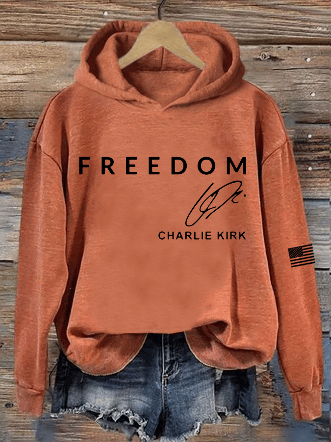 Women's Freedom Print Hooded Sweatshirt