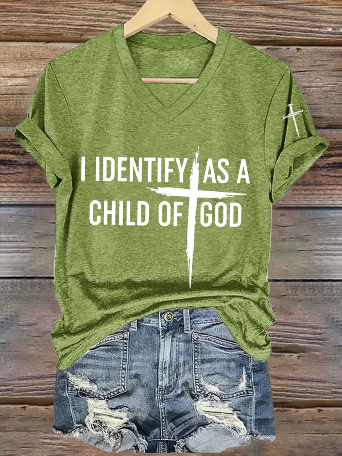 Women's I Identify As A Child Of God Print Casual T-Shirt