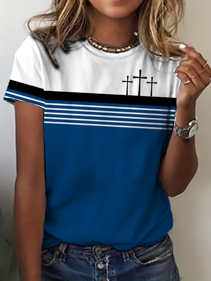 Women's Vintage Faith Print Crew Neck T-Shirt