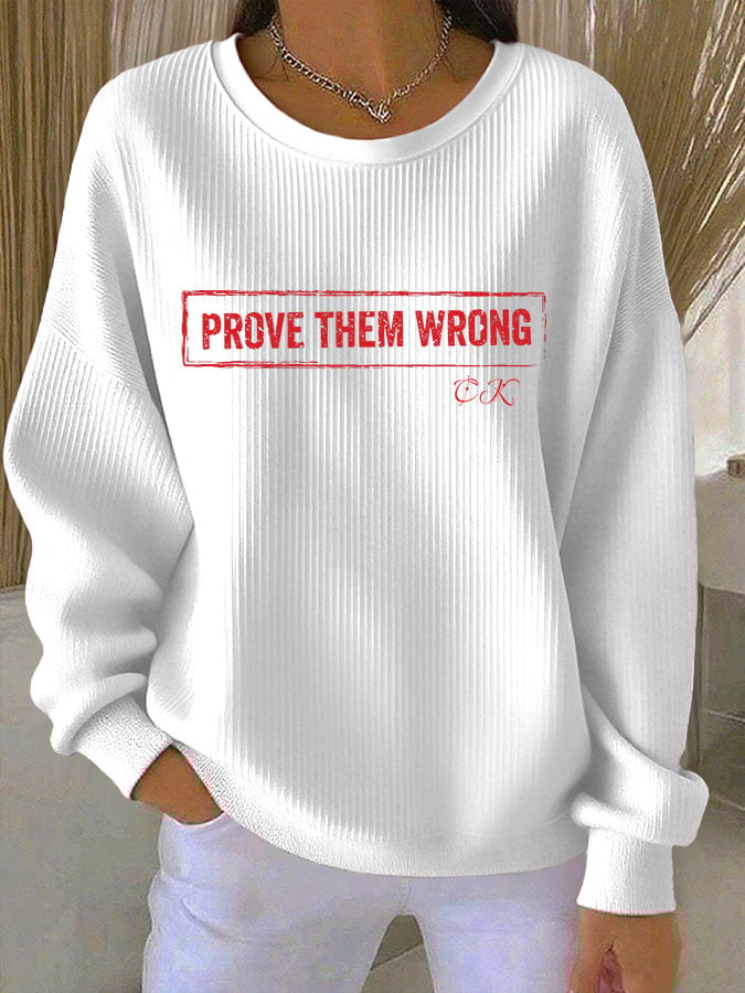 Women's Print Knit Crew Neck Long Sleeve Top