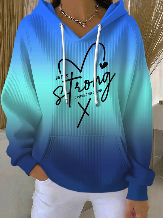 Women's Faith Print Casual Hooded Sweatshirt