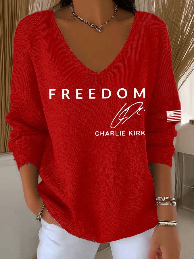 Women's Freedom Printed Knit Long Sleeve Top