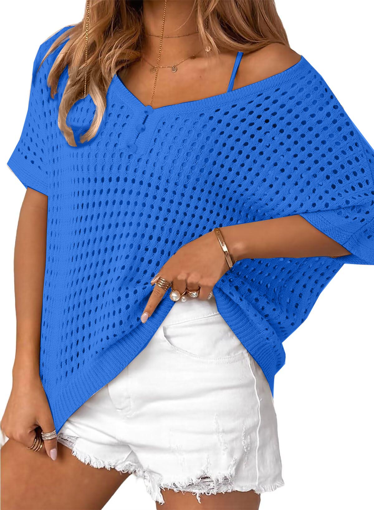 Women's Summer Hollow Out Crochet Knit Tops Beach Coverup (Buy 2 Free Shipping)