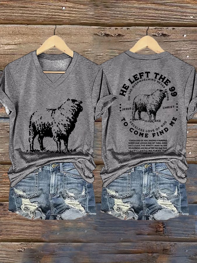 Women's He Left 99 to Come Find Me Print Round Neck T-Shirt