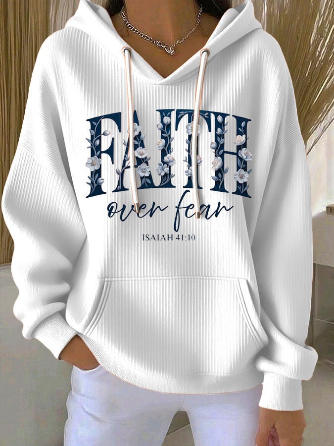Women's Faith Print Casual Hoodie