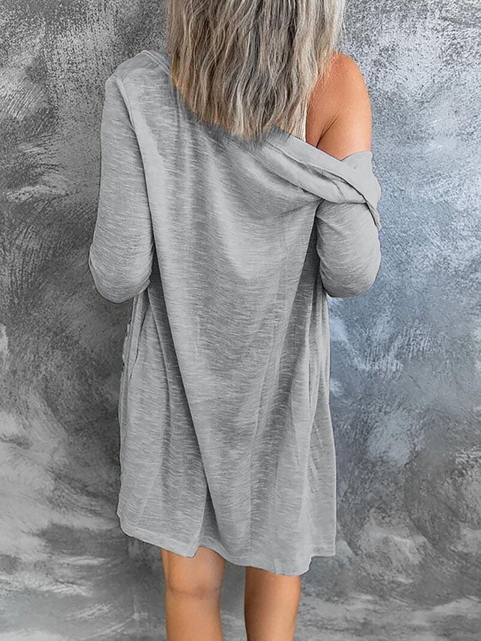 Casual Solid Color Long Sleeve Cardigan