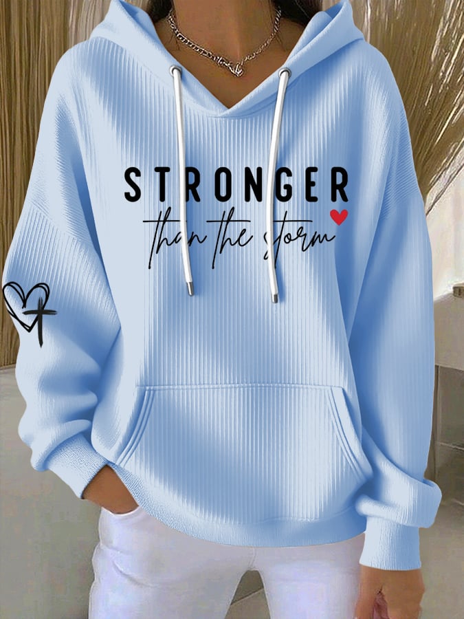 Women's Faith Print Casual Hooded Sweatshirt