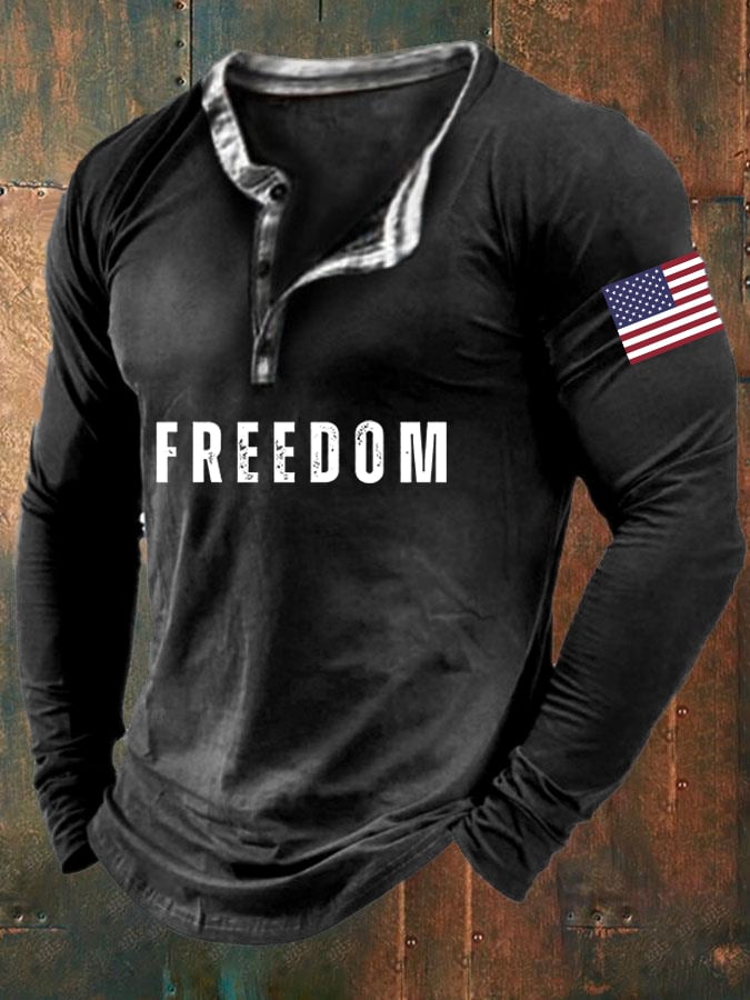 Men'S Freedom  Print Casual Top