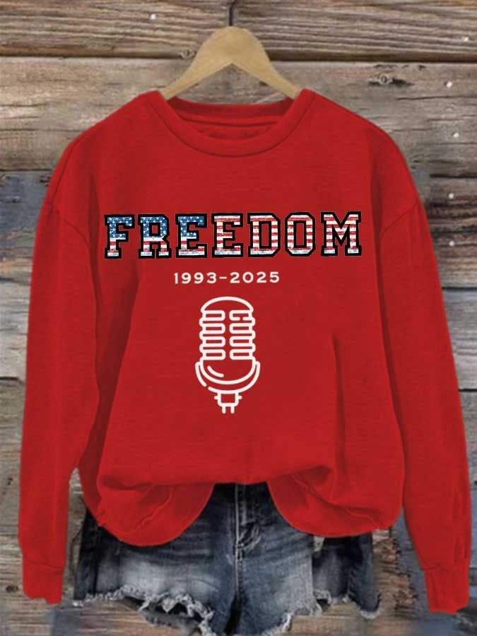 Women's Freedom American Flag Print Waffle Hoodie