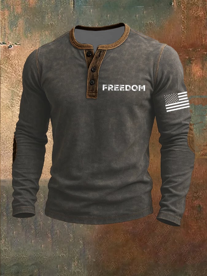 Men's freedom Print Henley Top