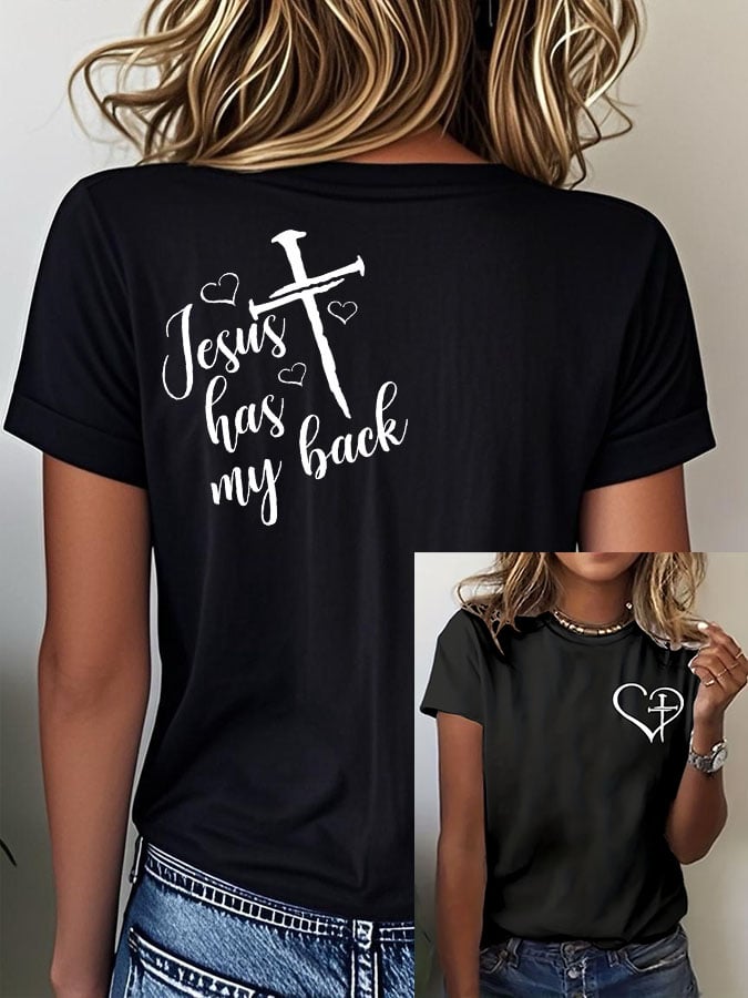Women'S Jesus Has My Back Print T-Shirt