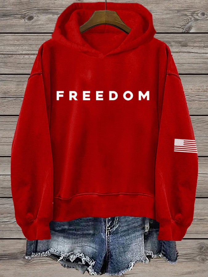 Women's Freedom Print Hooded Sweatshirt
