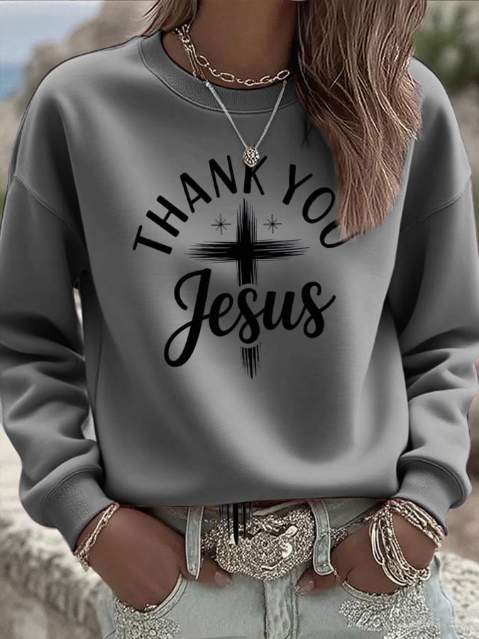 Women's Vintage Faith Thank You Jesus Sweatshirt