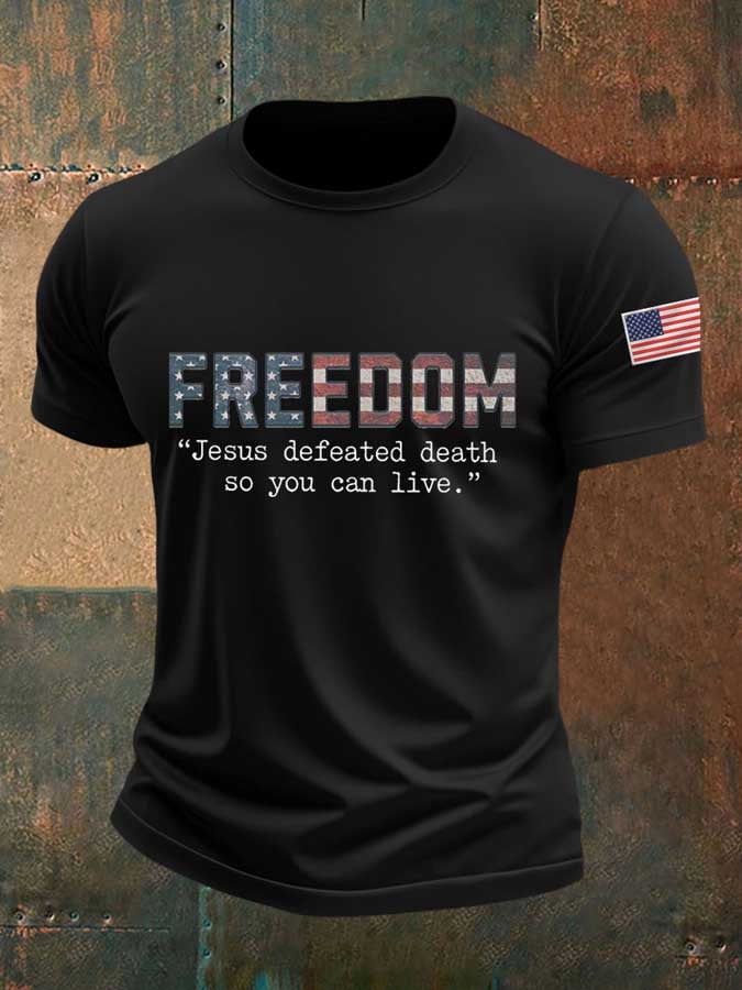 Men's Freedom Flag Print T-Shirt