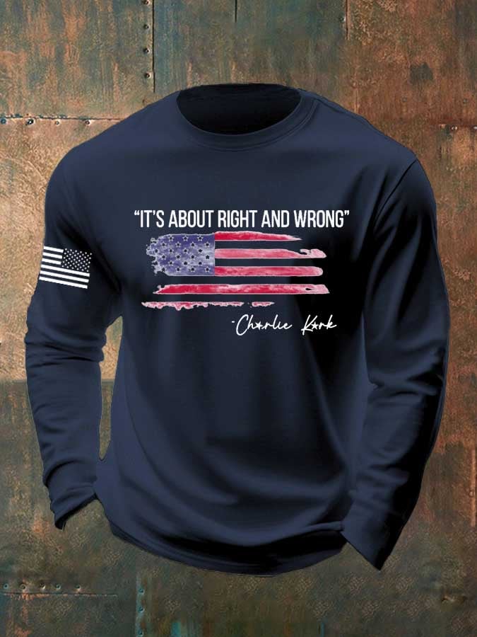 Men'S Casual It's About Right And Wrong   Print T-Shirt