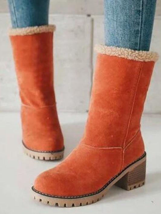 Women'S Thick Heel Lamb Wool Large Cotton Snow Boots