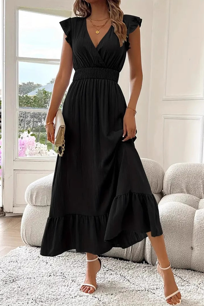 Flowy Short Sleeve Summer Maxi Dress