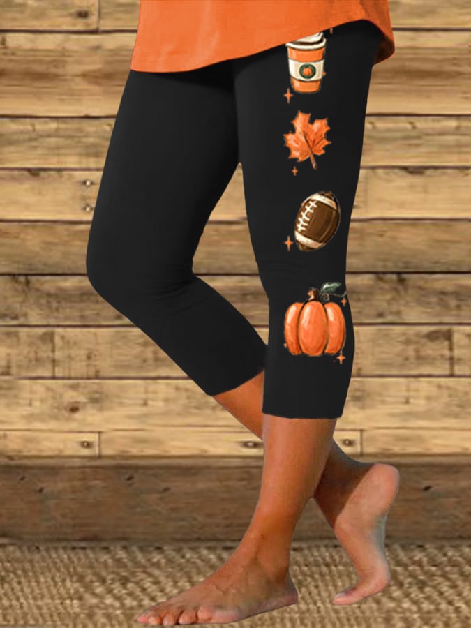 Women's Tis The Season Football Print Casual Leggings